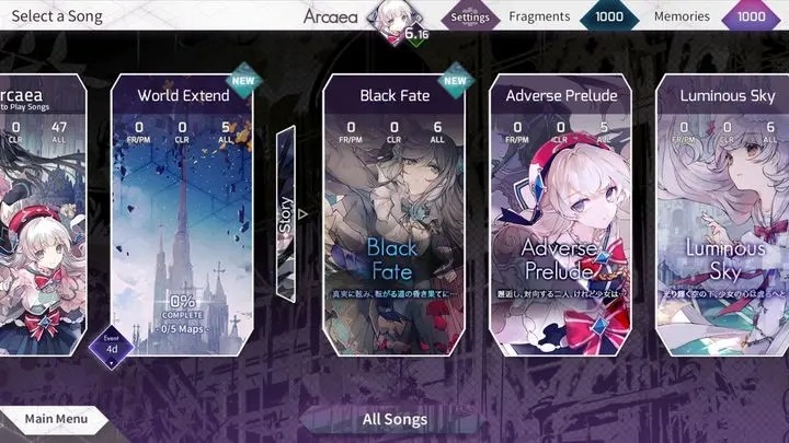 arcaea破解版免登录全人物全曲包